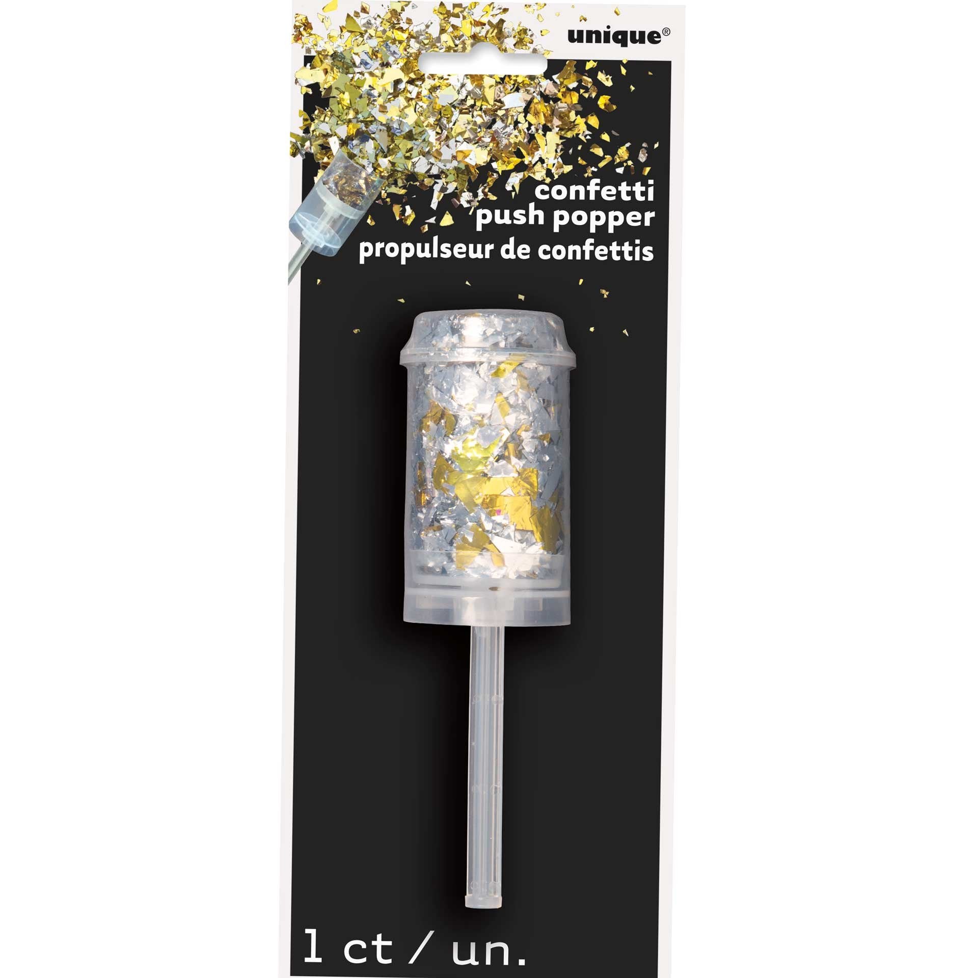 Gold & Silver Foil Confetti Push Popper - 1 Pc. - Perfect For Birthdays, Graduations, Gender Reveals, New Year, Surprises & More